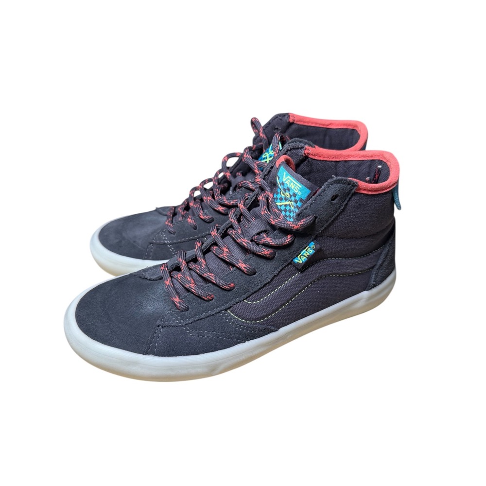 Vans Black and Pink High-Top Sneakers